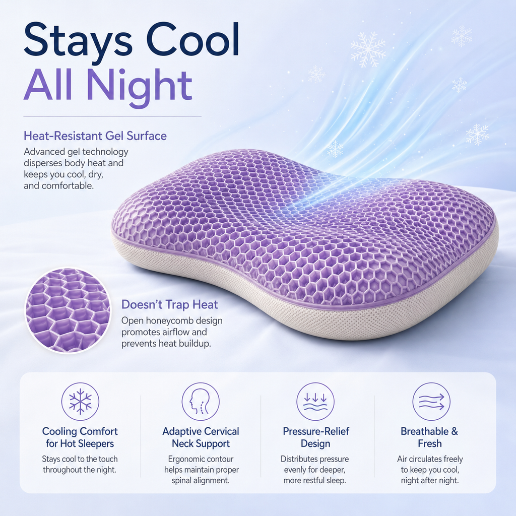 GelCerv Cooling Neck Pillow With TPE Adaptive Support