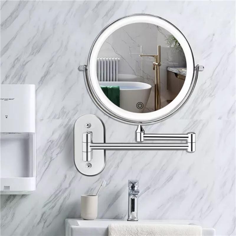 Lunicca LED Magnifying Wall Mirror, Rechargeable, Chrome Finish