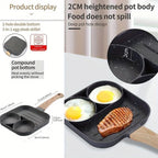 Three-Section Nonstick Aluminum Frying Pan for Breakfast Cooking