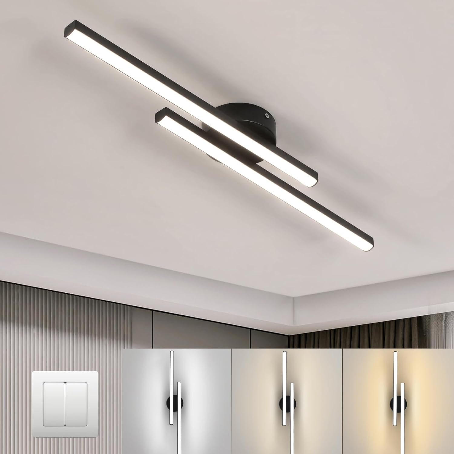 Ultra-Slim LED Semi-Flush Ceiling Light in Aluminum, LumenVale