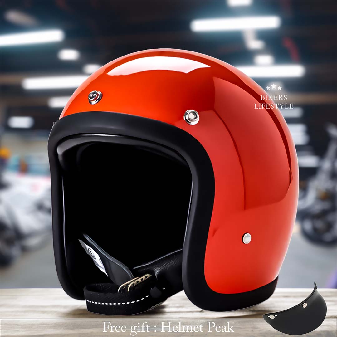 Retro nízkoprofilová motocyklová helma, s certifikací DOT a ECE, lehká sklolaminátová konstukce