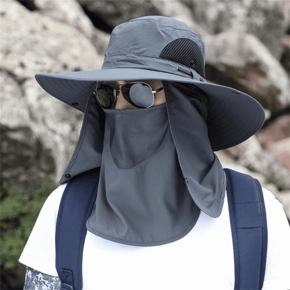 Sluneční klobouk se širokou krempou a UV ochranou s nastavitelným páskem na rybaření a turistiku