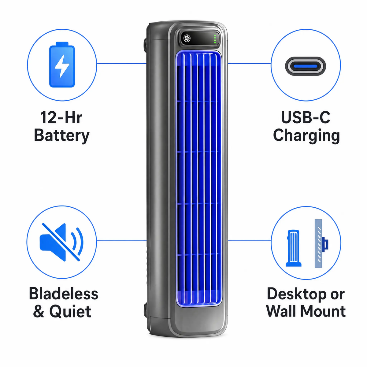 AirWave – Portable Rechargeable Air Conditioner with 12-Hour Battery Life