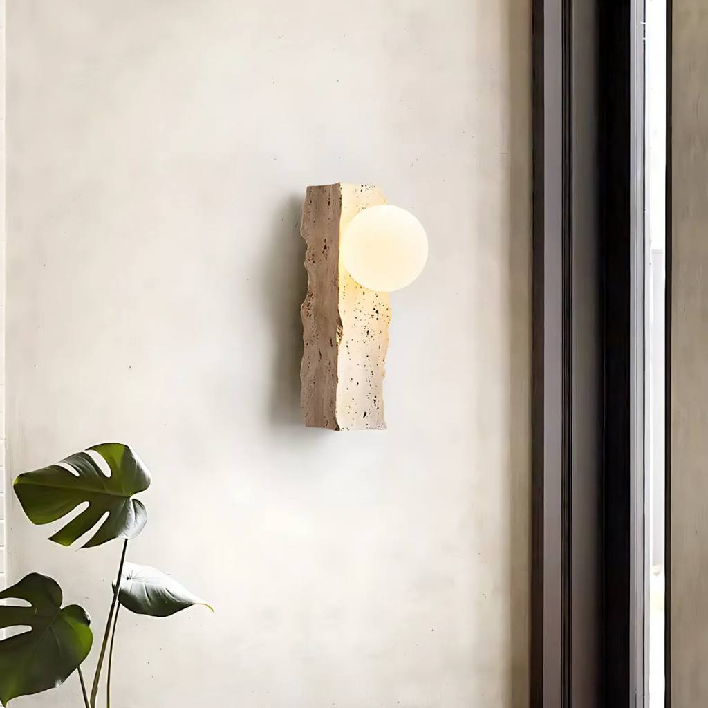 G9 LED Wall Sconce In Natural Stone And Aluminum, Orion