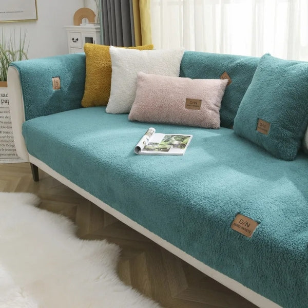 Housse de canapé imperméable en sherpa avec envers lavable antidérapant