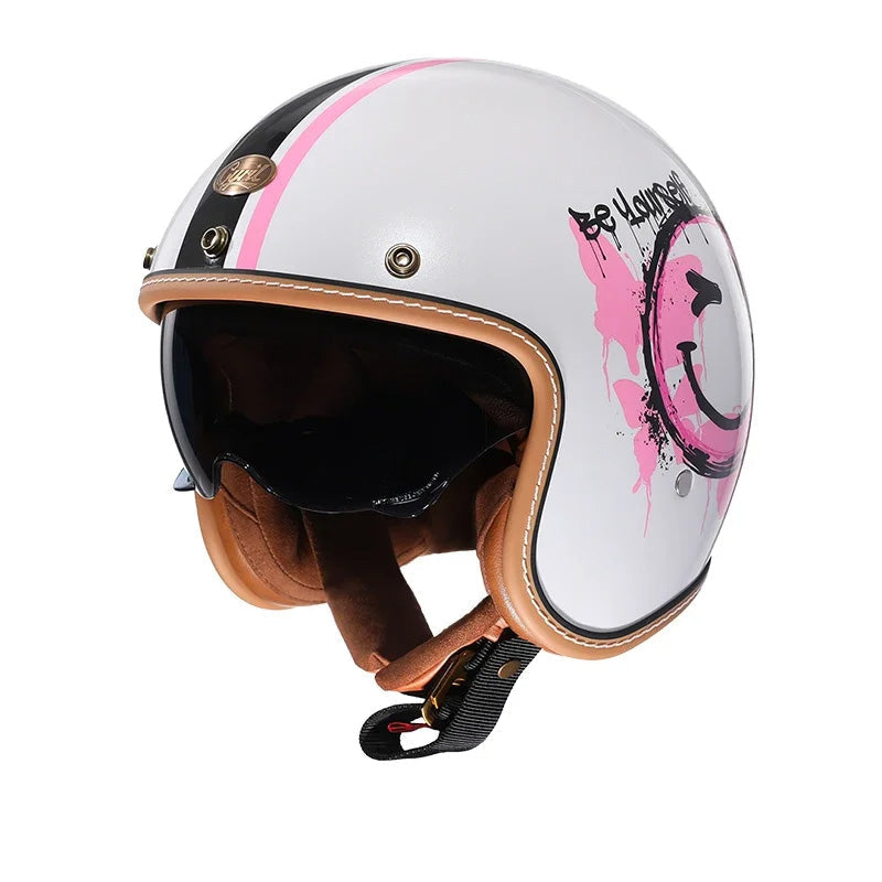 Featherweight Open-Face Motorcycle Helmet, Retro Style, DOT and ECE Certified