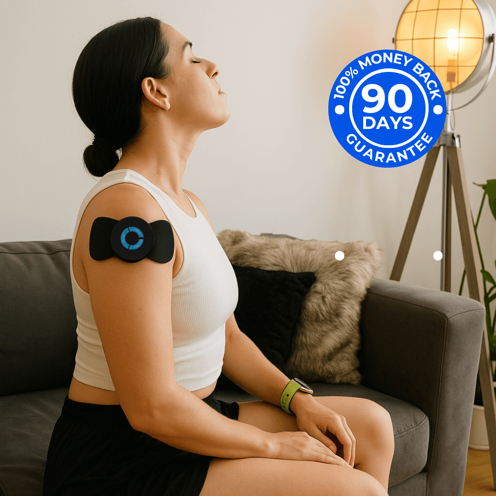 Draagbaar spierstimulatieapparaat met zelfklevende pad, draadloos ontwerp