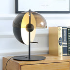 Astrae Half-Sphere Table Lamp With Smoked Glass Shade, Black Finish