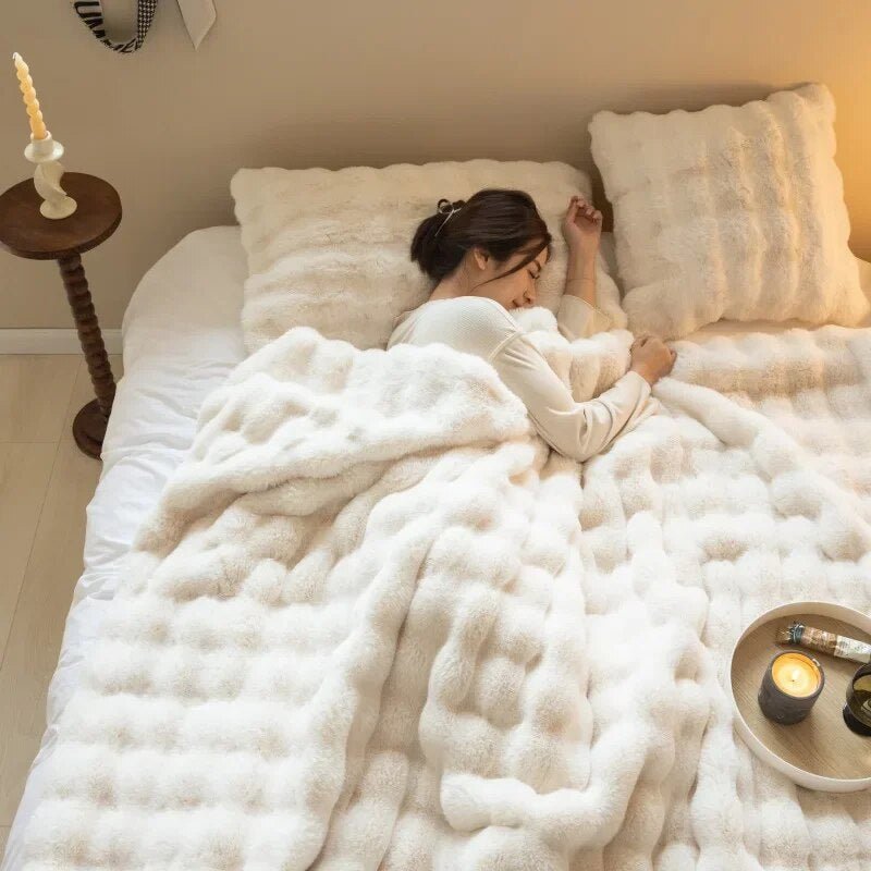 LumenWeave Plush Wool Throw Blanket, Soft Cozy Warmth, 5 Colors
