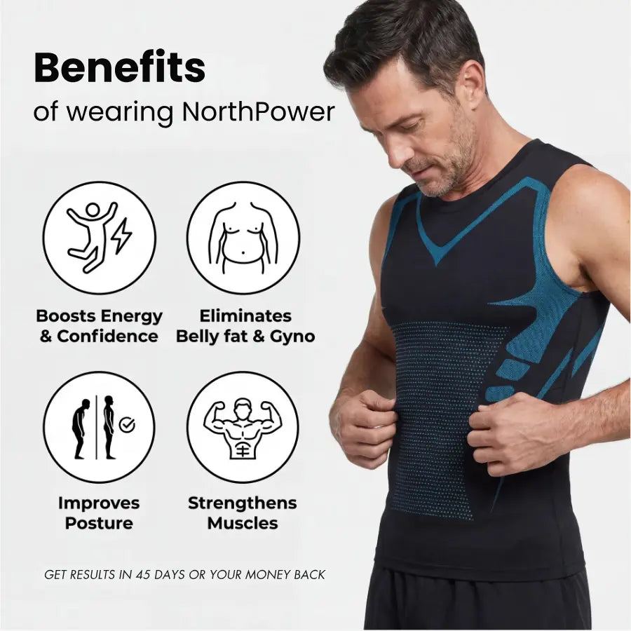 Camisola interior modeladora iónica para homem, para um visual mais definido e confiança imediata | Fioriscas