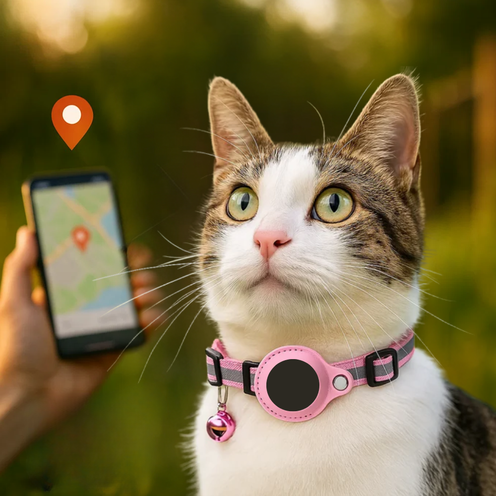 Collier pour chat avec support de traceur GPS, réfléchissant et à ouverture rapide