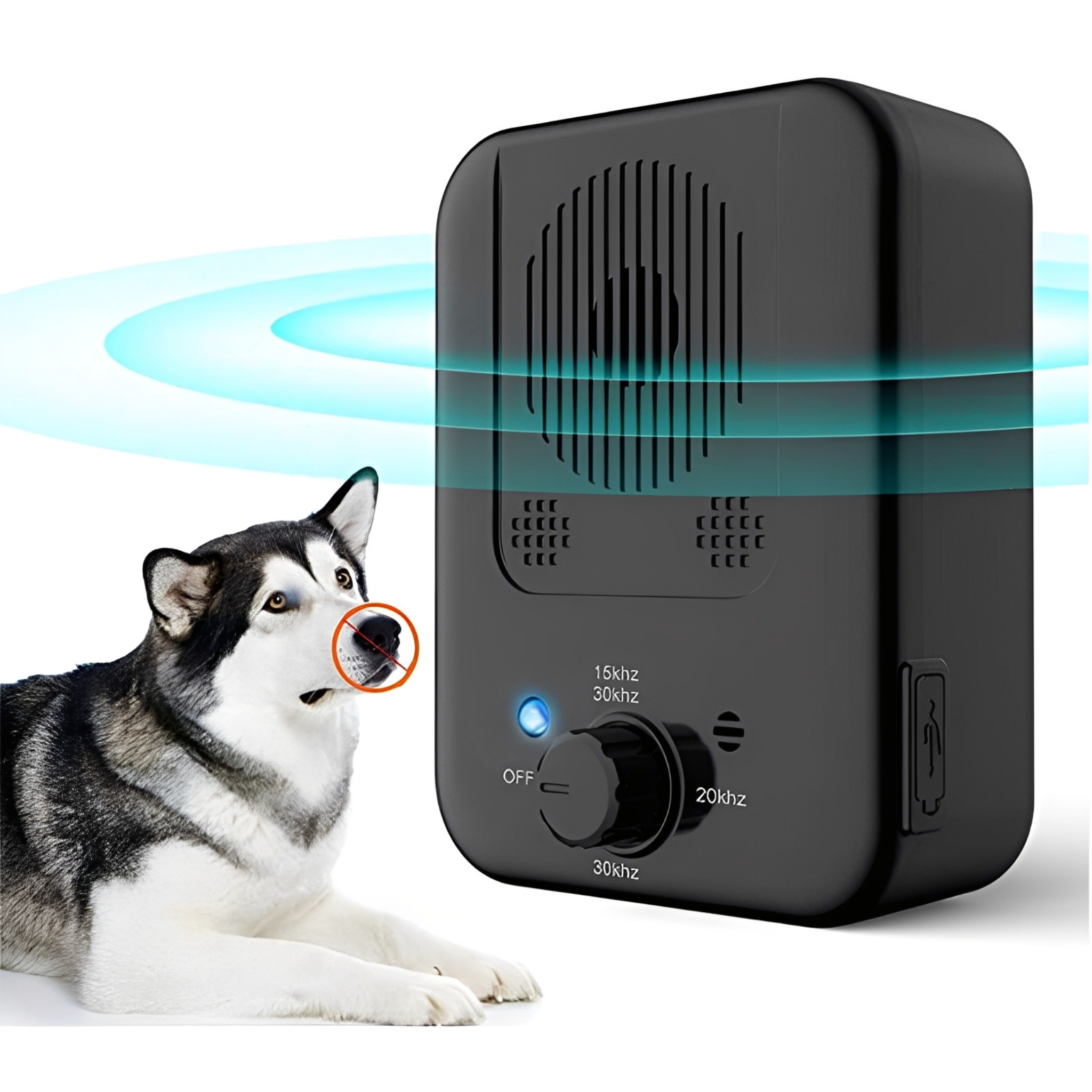 Dispositivo ultrasonico antiabbaio, addestratore portatile per cani da usare a casa e durante le passeggiate