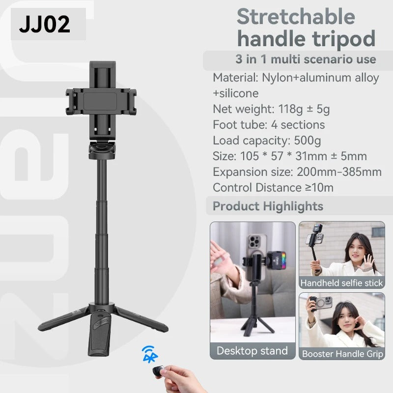 4-teiliges Selfie-Stick-Stativ mit Bluetooth für Reisende | Fioriscas
