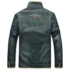 Valeon denimjakke til mænd med varm fleeceforing, M–7XL
