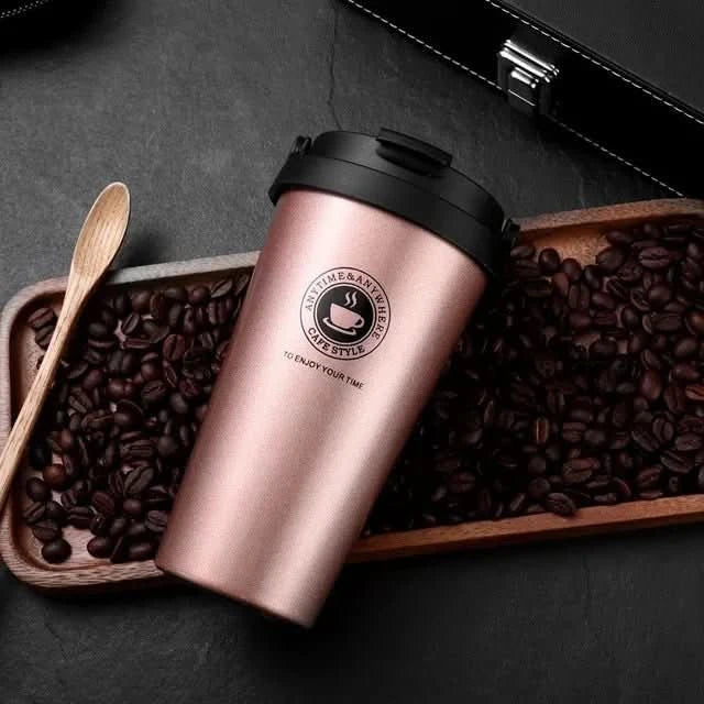 Hőszigetelt rozsdamentes acél utazóbögre | 500 ml szivárgásmentes és dupla falú - Fioriscas