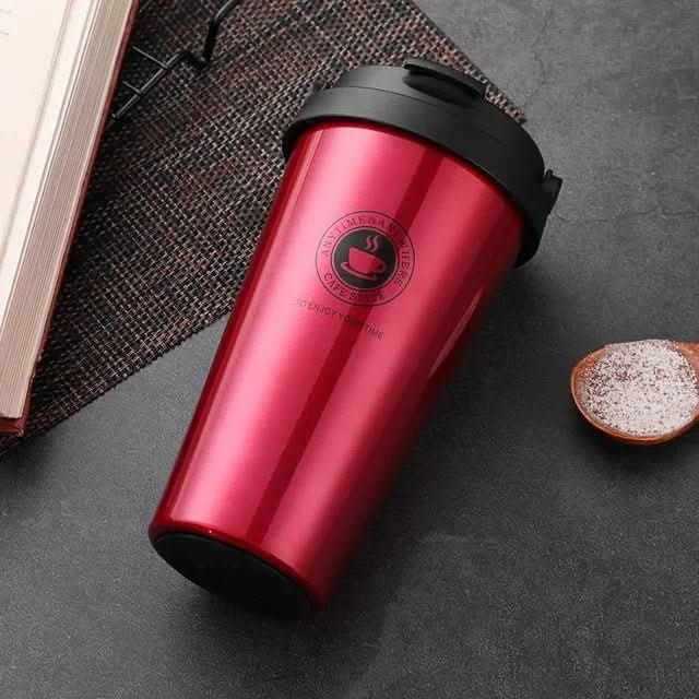 Hőszigetelt rozsdamentes acél utazóbögre | 500 ml szivárgásmentes és dupla falú - Fioriscas
