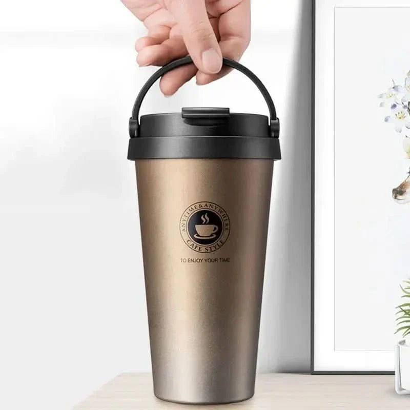 Hőszigetelt rozsdamentes acél utazóbögre | 500 ml szivárgásmentes és dupla falú - Fioriscas