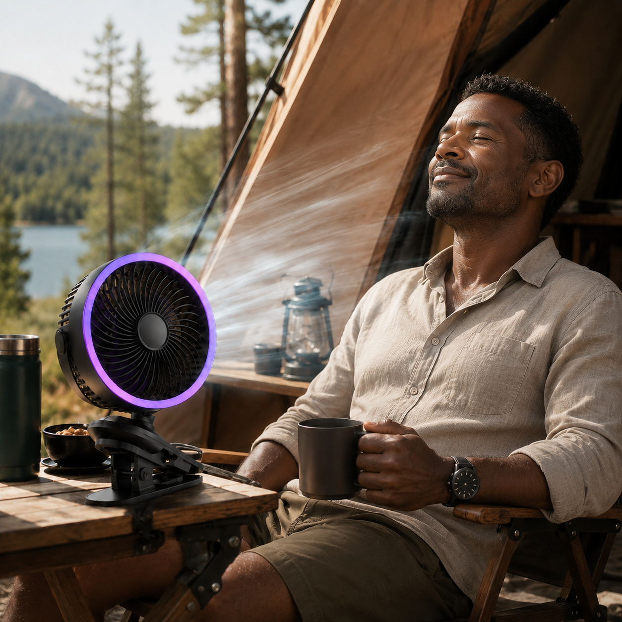 ChargeBreeze USB Rechargeable Clip Fan, 5-Speed Portable Desk Cooler