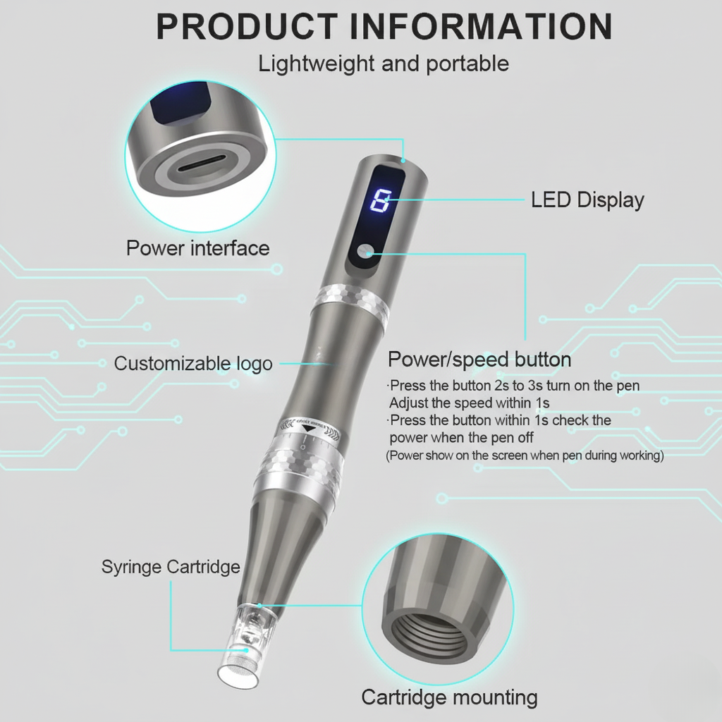 Pero na mikroneedling s nano-spirovými cartridge pro domácí péči o pleť