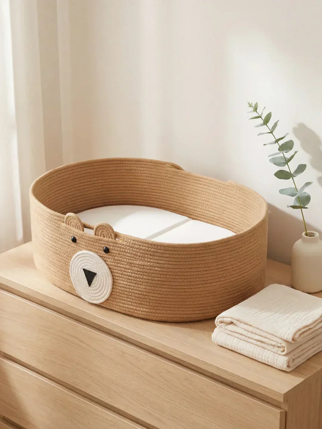 Bear Shaped Changing Basket In Cotton Rope For Nursery | Fioriscas