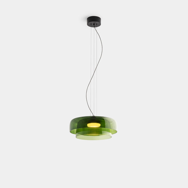 FjordLumen glazen hanglamp, warme ledgloed, ontwerp met meerdere niveaus