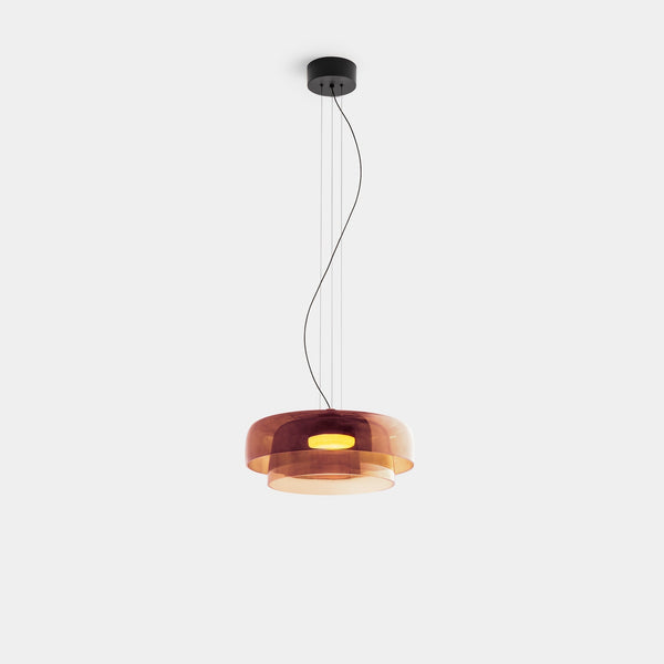 FjordLumen glazen hanglamp, warme ledgloed, ontwerp met meerdere niveaus