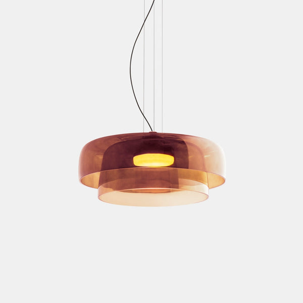 FjordLumen glazen hanglamp, warme ledgloed, ontwerp met meerdere niveaus