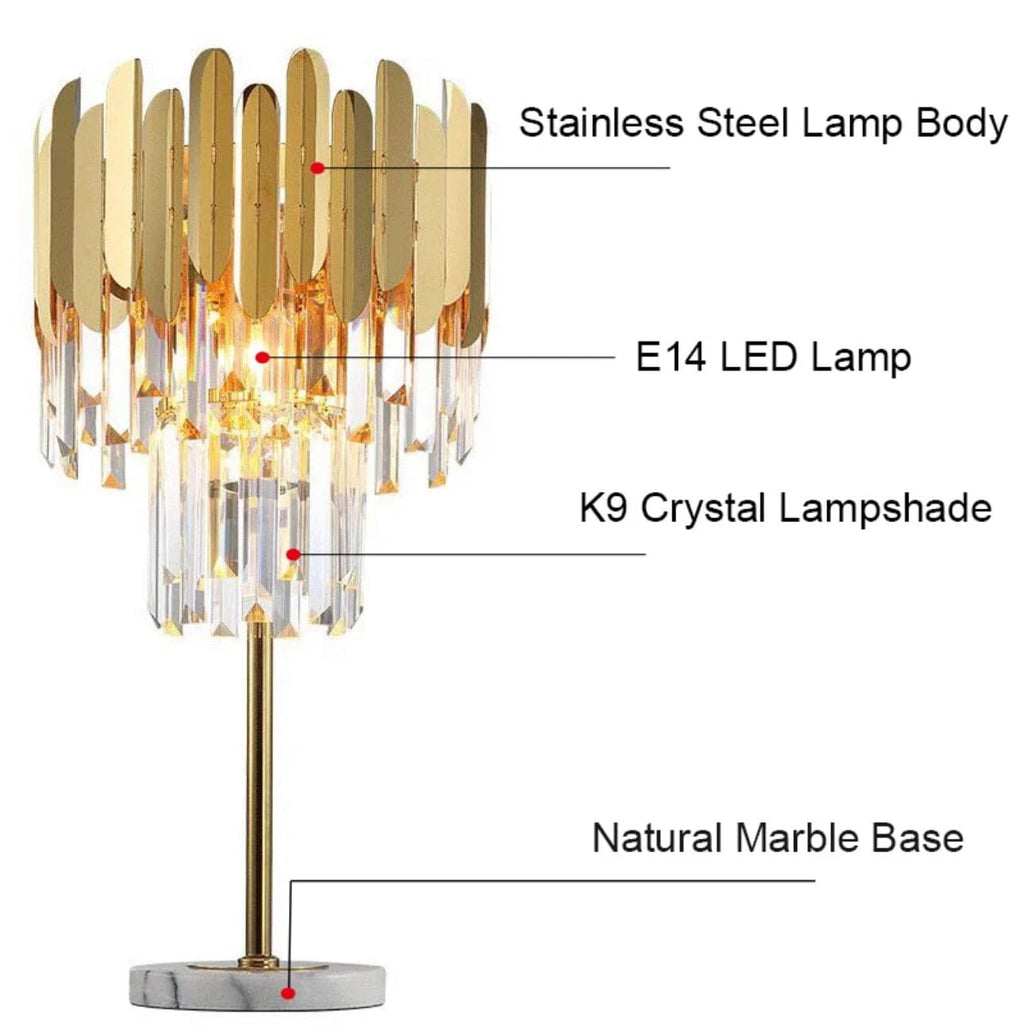 Elyra Crystal Accent Floor & Table Lamp, Modern Stainless Steel