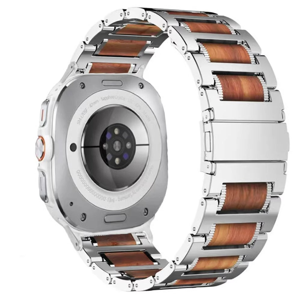 Aveline Samsung Watch Ultra-band, röd sandelträ och armband i rostfritt stål