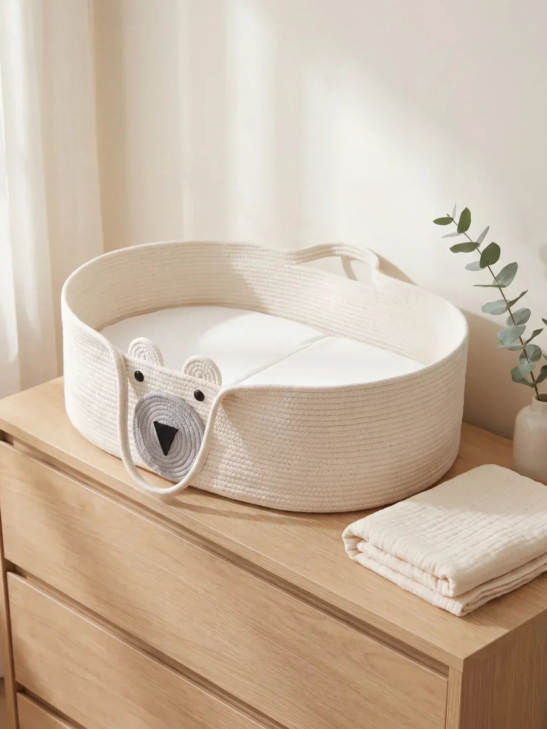 Bear Shaped Changing Basket In Cotton Rope For Nursery | Fioriscas