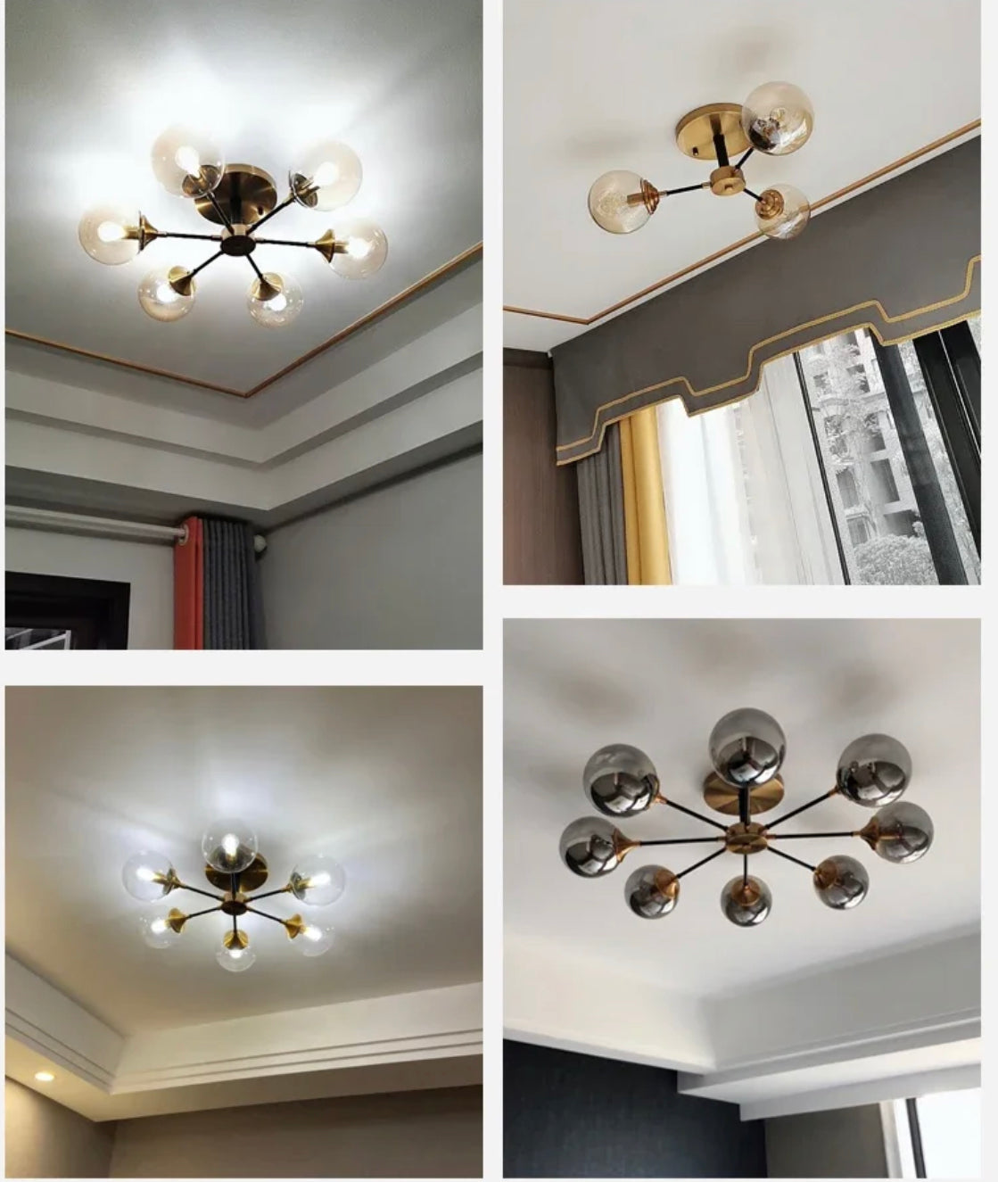 Suspension de plafond à globe en verre, luminaire multiprise en chrome poli