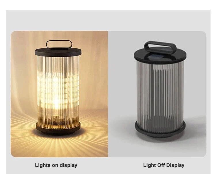 Marinell Ribbed-Glass Outdoor Lantern, Solar Or Electric, Waterproof