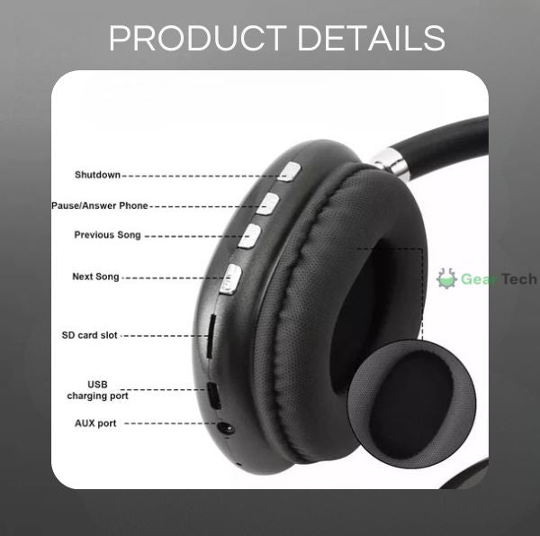 Cuffie Bluetooth over-ear con cancellazione del rumore, Solara Pro con 40 ore di autonomia