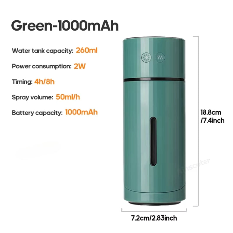 Mini humidificateur à ultrasons, rechargeable par USB avec une douce lumière LED