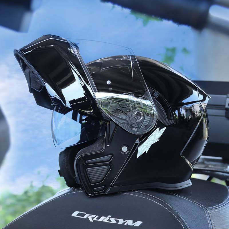 Modulární výklopná motocyklová helma, systém dvojitého hledí, certifikace DOT a ECE