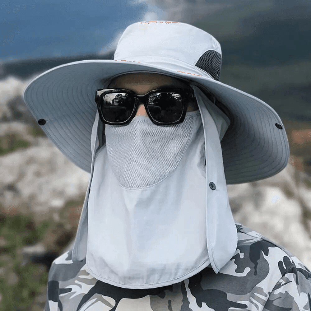 Sluneční klobouk se širokou krempou a UV ochranou s nastavitelným páskem na rybaření a turistiku