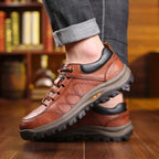 Men's Arch Support Shoes, StrideFlex Hand-Stitched Leather Slip-Ons With Cushioned Soles