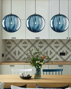 Lampada a sospensione VeraLux Vintage-Glow, vetro colorato, disponibile in sei colori