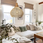 Kevara rotan hanglamp, handgeweven kap van natuurlijk materiaal, twee maten