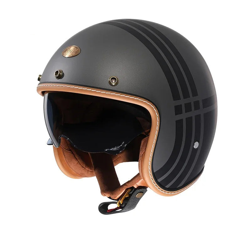 Featherweight Open-Face Motorcycle Helmet, Retro Style, DOT and ECE Certified