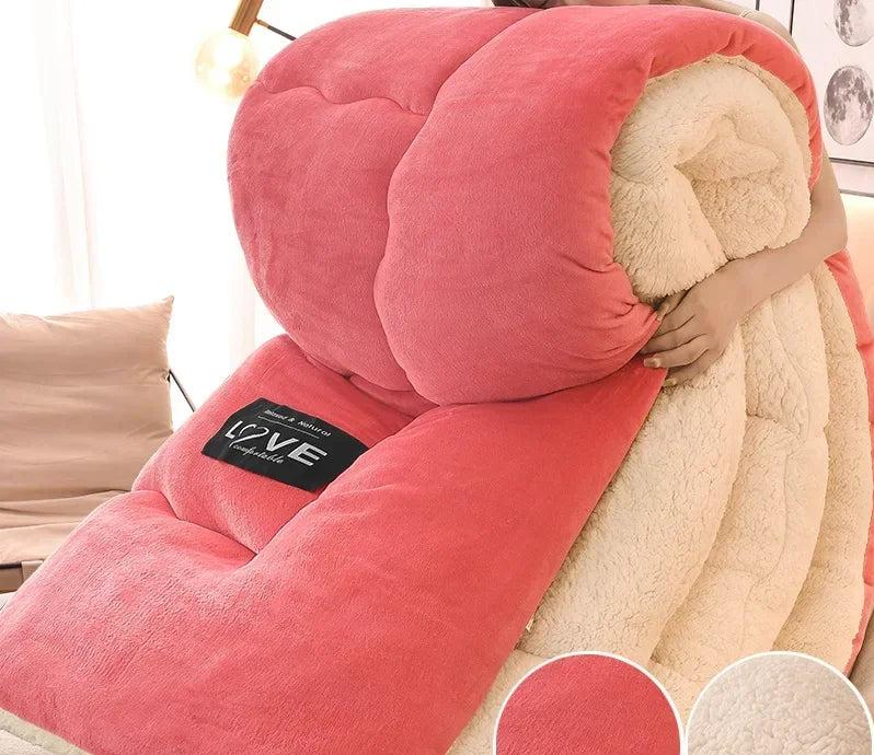 Coperta in pile di flanella oversize, biancheria da letto traspirante a doppio strato