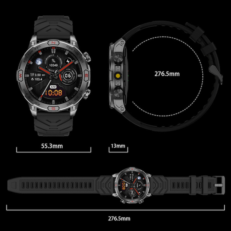 Rugged GPS Smartwatch For Outdoor Tracking, Heart Rate & Blood Oxygen