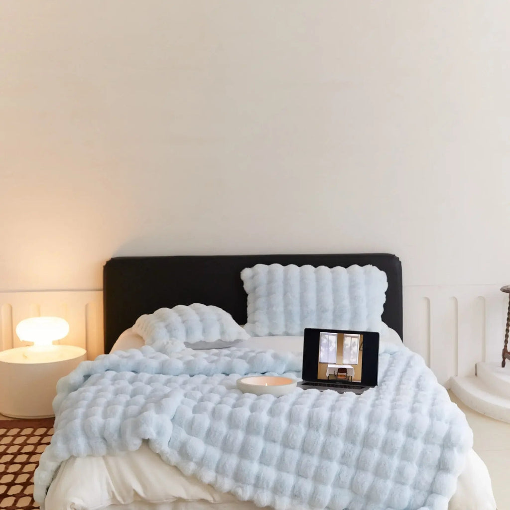 LumenWeave Plush Wool Throw Blanket, Soft Cozy Warmth, 5 Colors