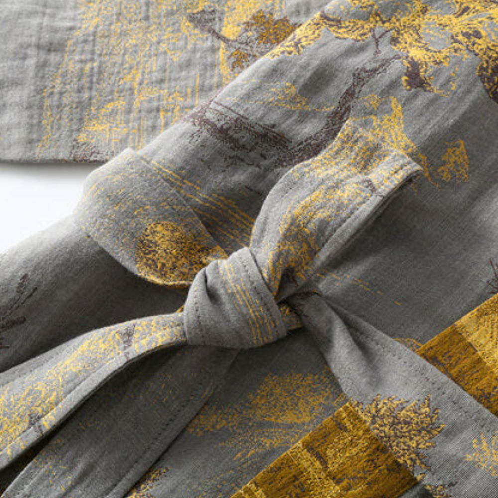 Vestaglia kimono, comfort in puro cotone, stile rétro da donna