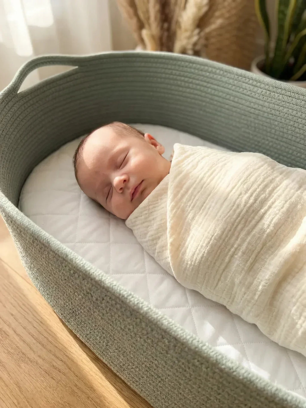 Portable Cotton Rope Baby Changing Basket with Pad | Fioriscas