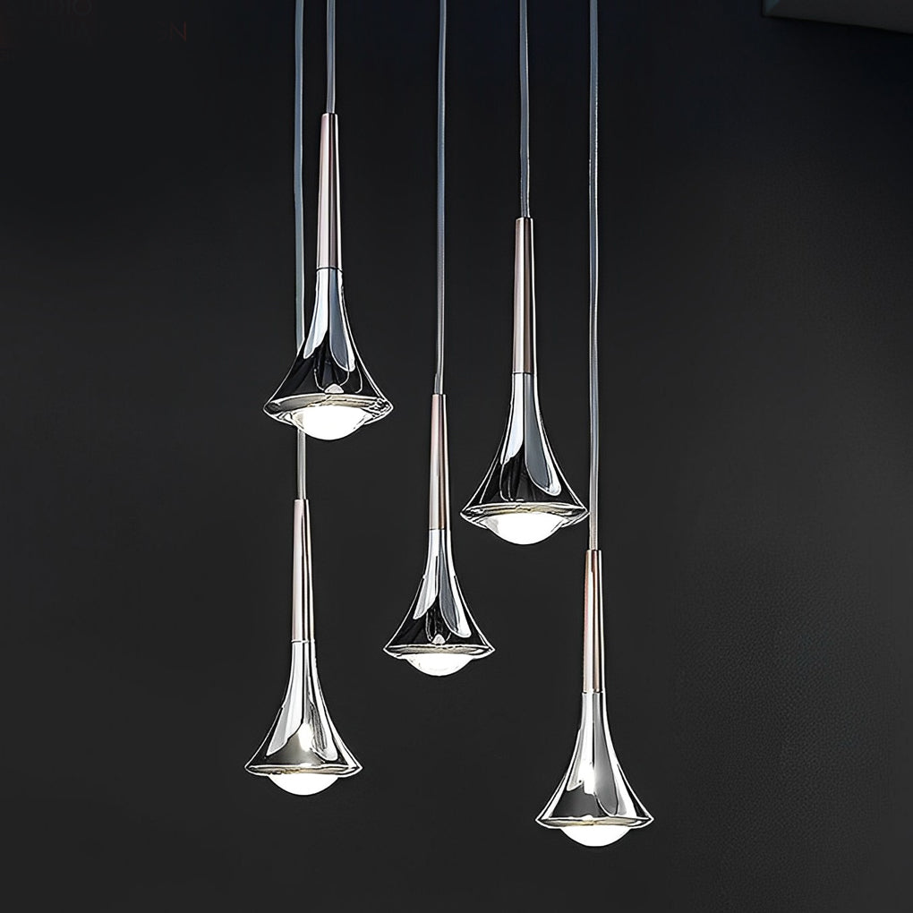 LumenAria Nordic Metal Pendant Light With A Water-Drop Silhouette For Stairs