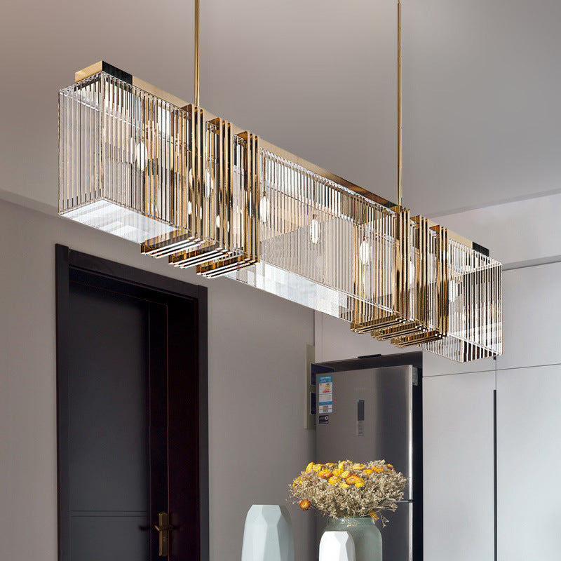 Kristy Metall-Kronleuchter Pendelleuchte, luxuriös rechteckig, Gold | Fioriscas