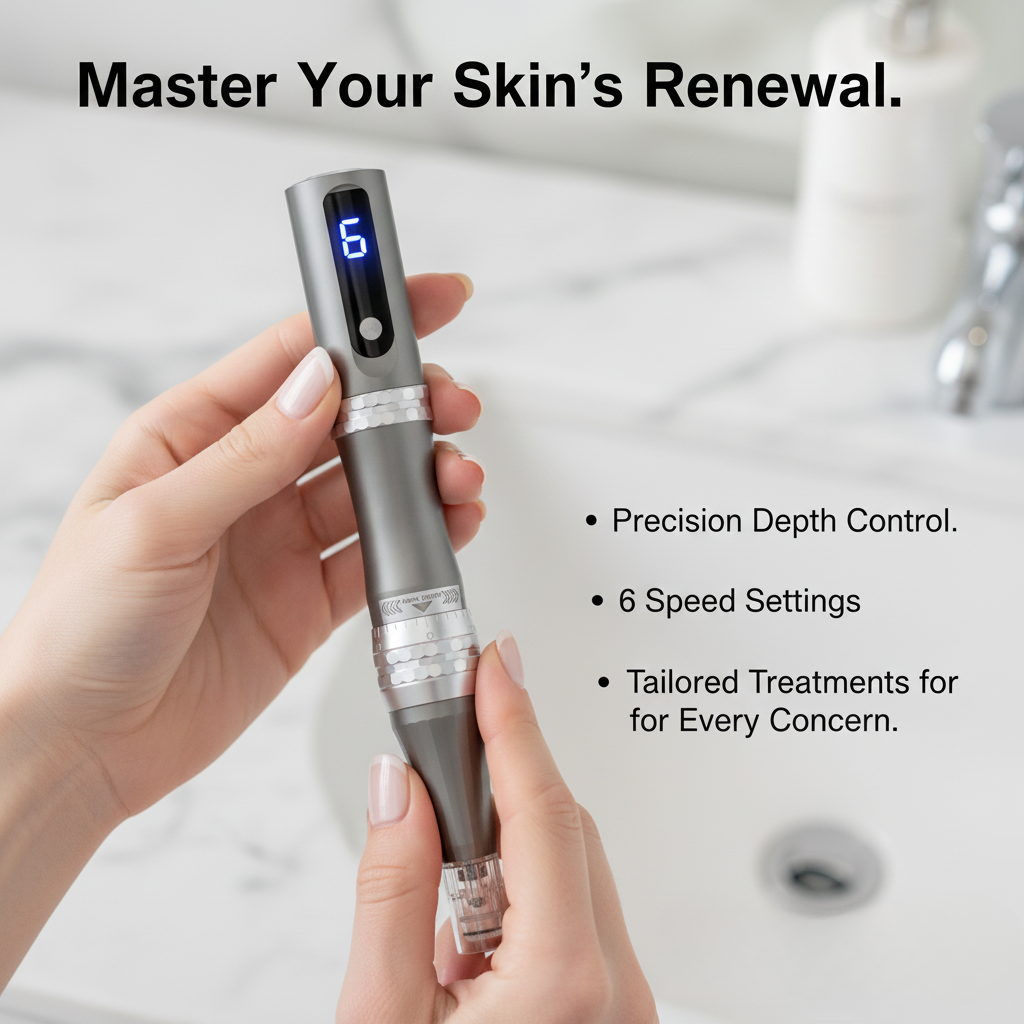 Pero na mikroneedling s nano-spirovými cartridge pro domácí péči o pleť