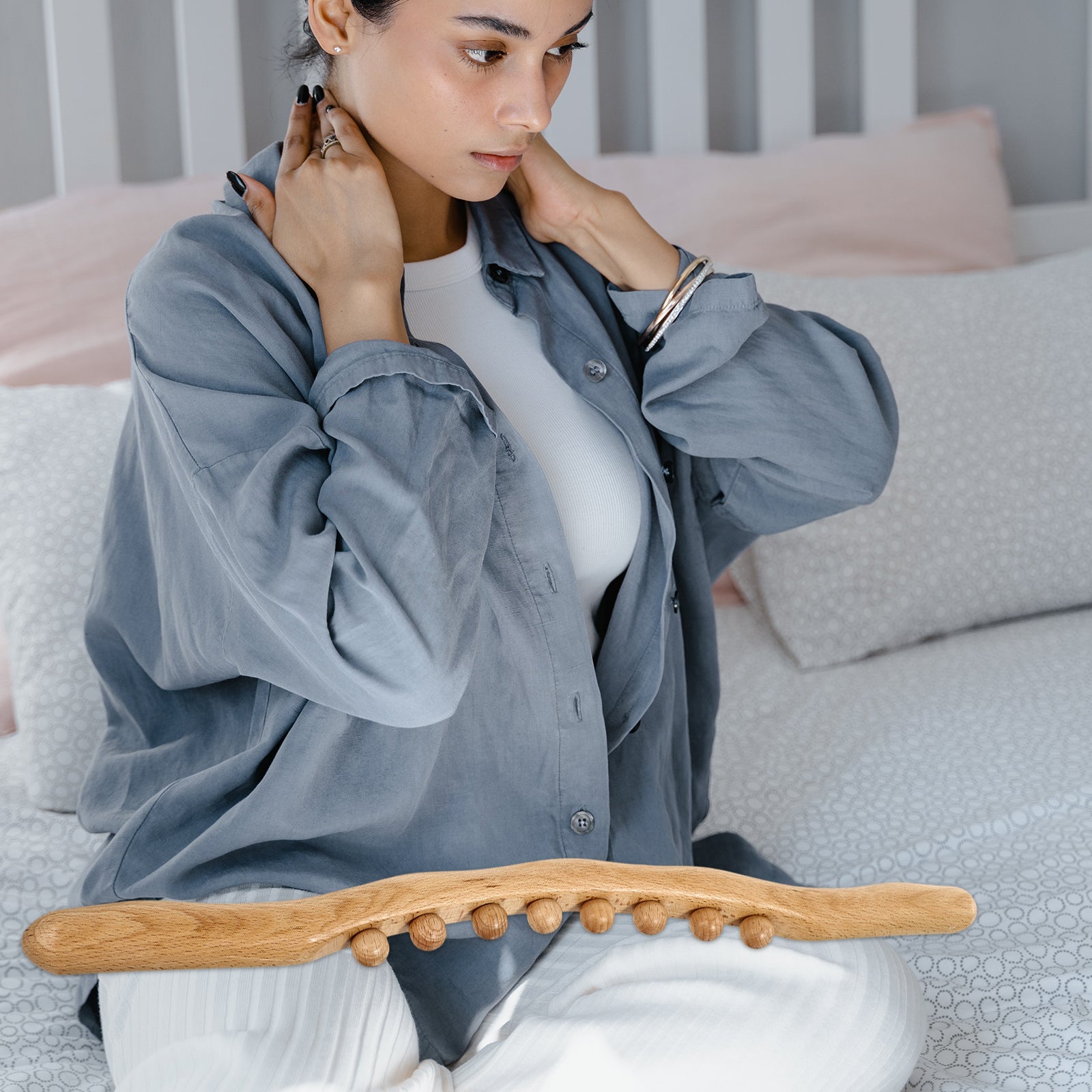 Avela Handheld Beech Wood Massage Tool For Self-Care At Home
