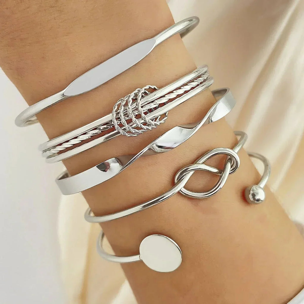 5pcs Twist Bangle Bracelet Stack